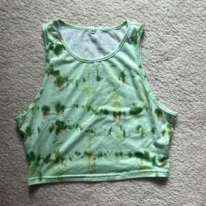 Green tie dye tank top